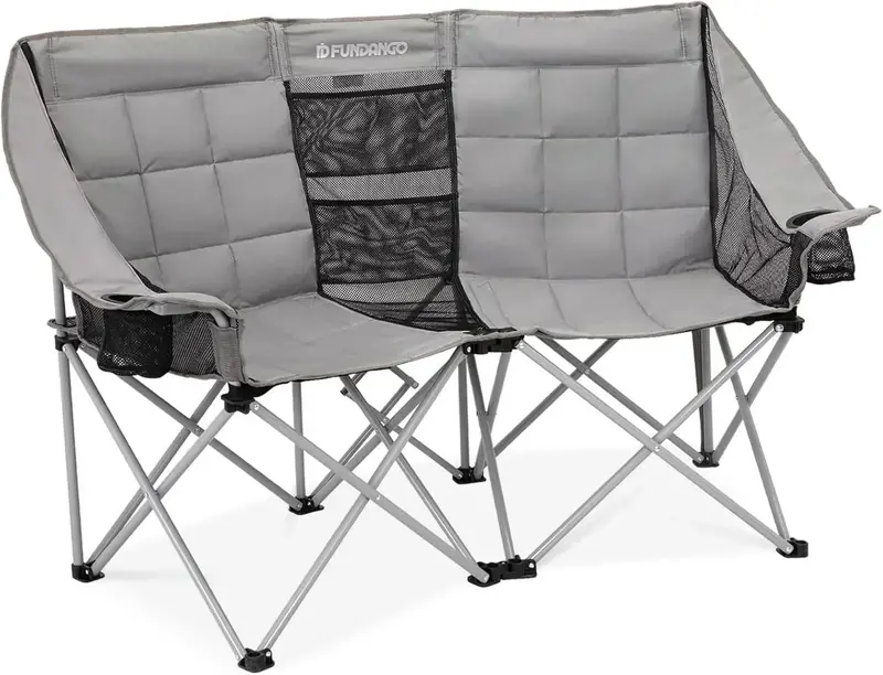 Dual-Person Extra-Wide Camping Chair with Integrated Cooler — 1000 lb Capacity
