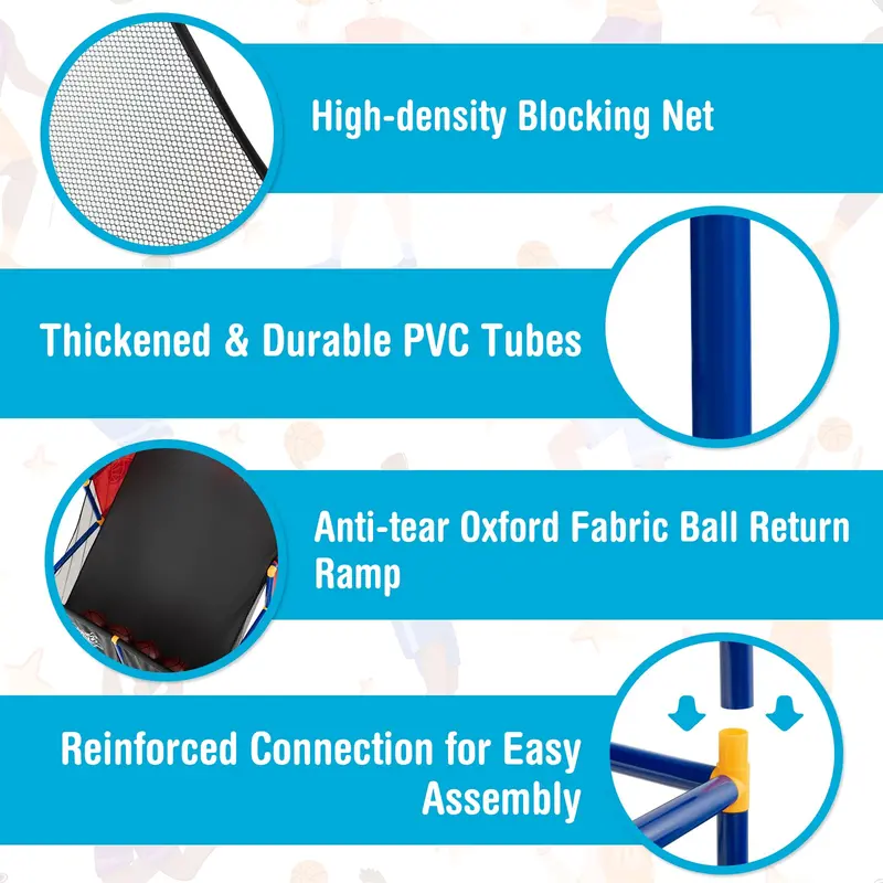 Dual-Player Kids’ Basketball Arcade Game with 4 Balls and Inflation Pump
