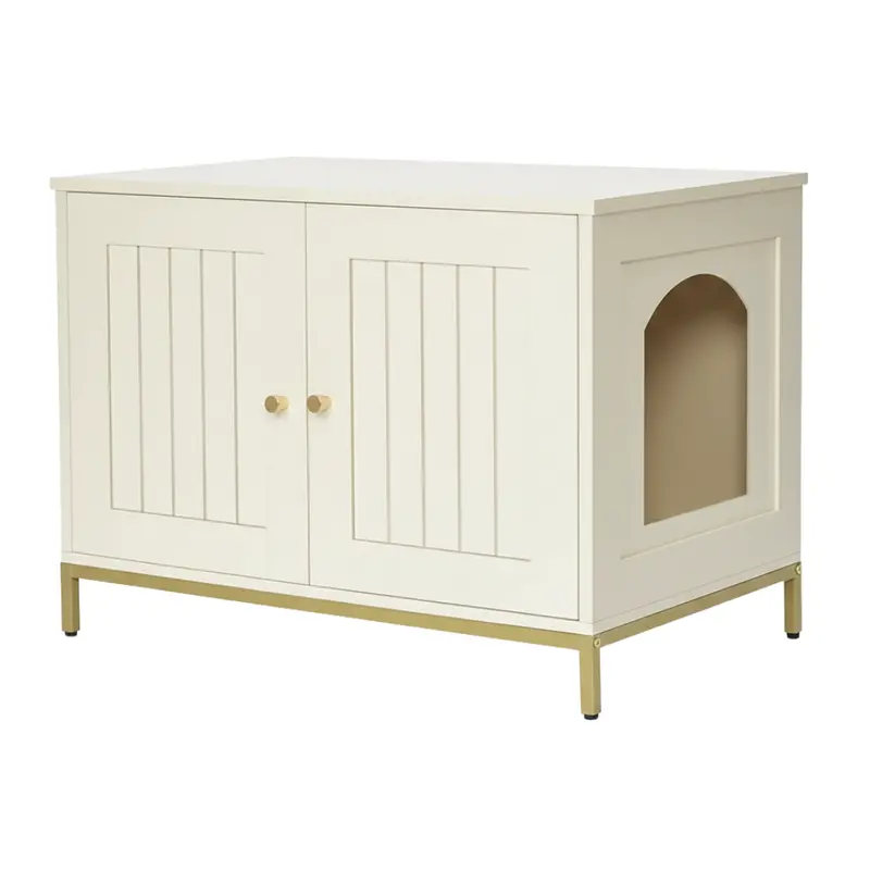 Dual-Purpose Litter Box Enclosure – Metal-Frame Cabinet with Tabletop Surface 2