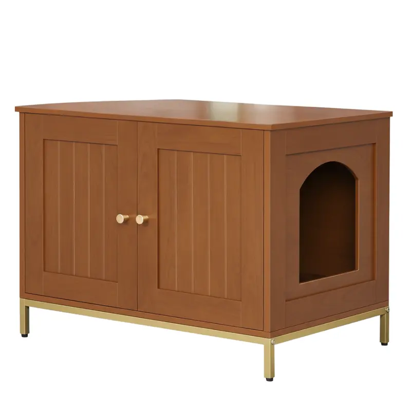 Dual-Purpose Litter Box Enclosure – Metal-Frame Cabinet with Tabletop Surface