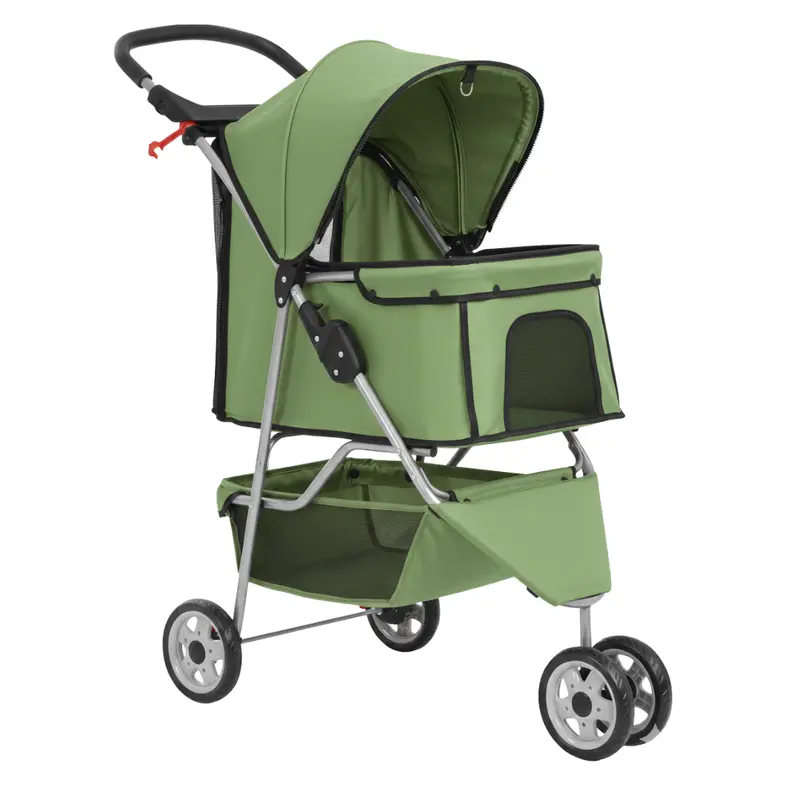 Dual-Purpose Pet Stroller for Dogs & Cats – Mesh Panels, Storage Basket & Cup Holder 2