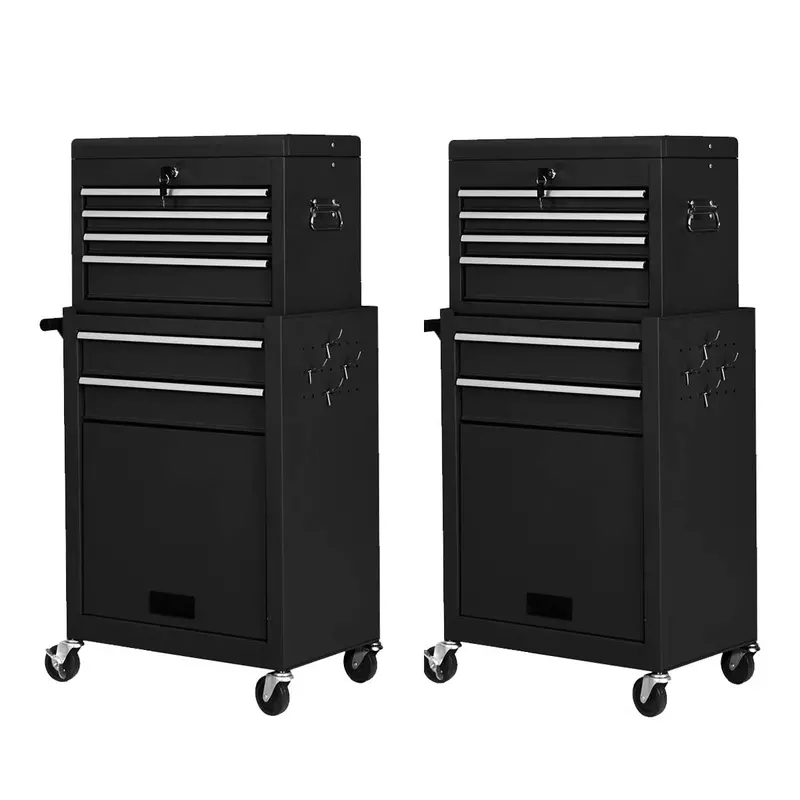 Dual Rolling Tool Chest Set: Two 6-Drawer Industrial-Grade Toolboxes
