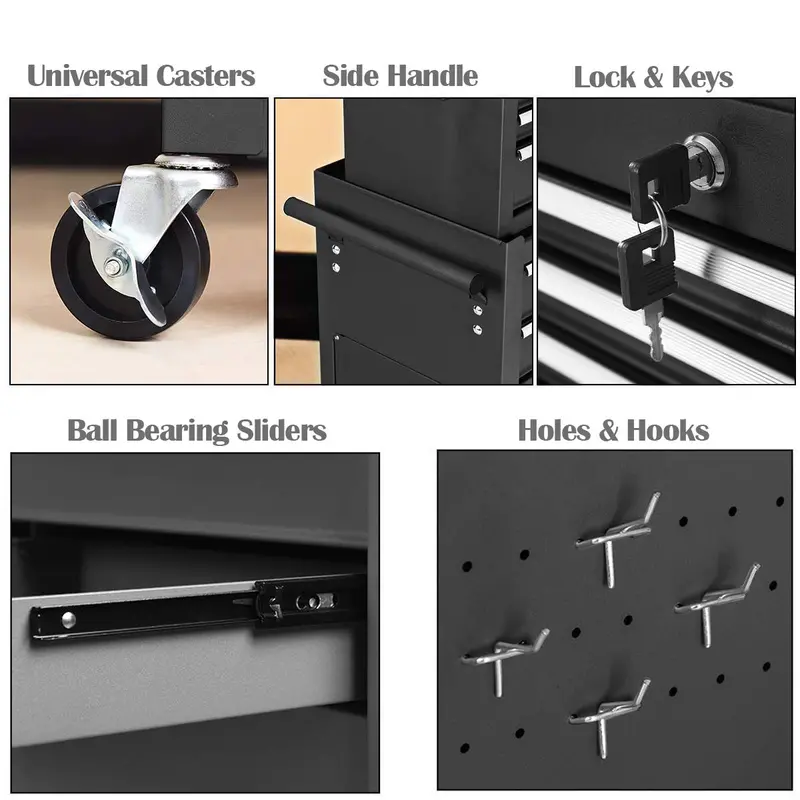 Dual Rolling Tool Chest Set: Two 6-Drawer Industrial-Grade Toolboxes 2