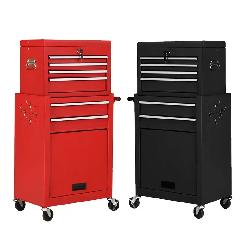 Dual Rolling Tool Chest Set: Two 6-Drawer Industrial-Grade Toolboxes