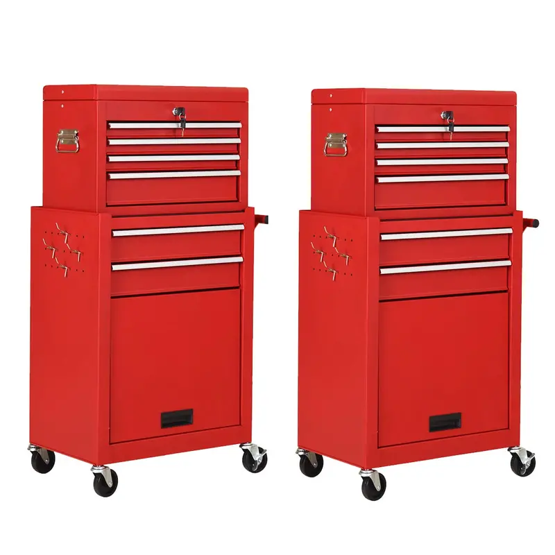 Dual Rolling Tool Chest Set: Two 6-Drawer Industrial-Grade Toolboxes