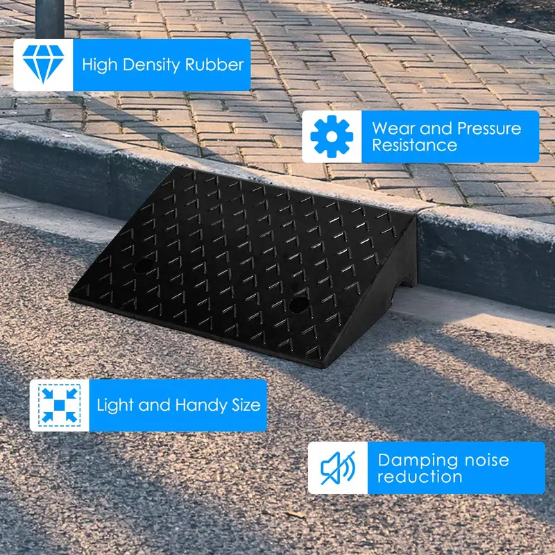 Dual Rubber Curb Ramps – 5-Inch Rise, Lightweight Threshold Assist for Vehicles