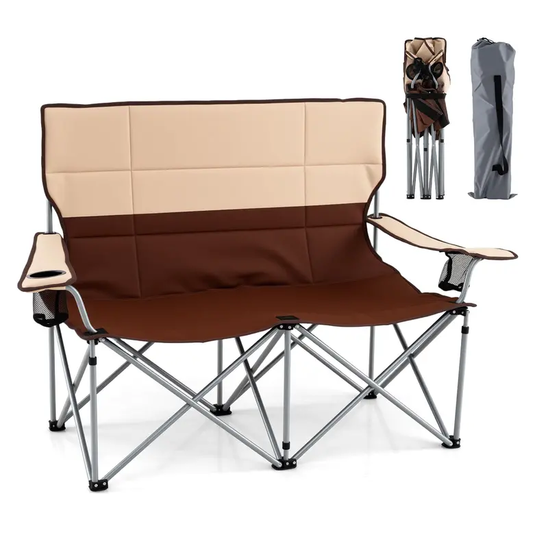 Dual-Seater Folding Camping Couch – Compact Double Chair for Outdoors