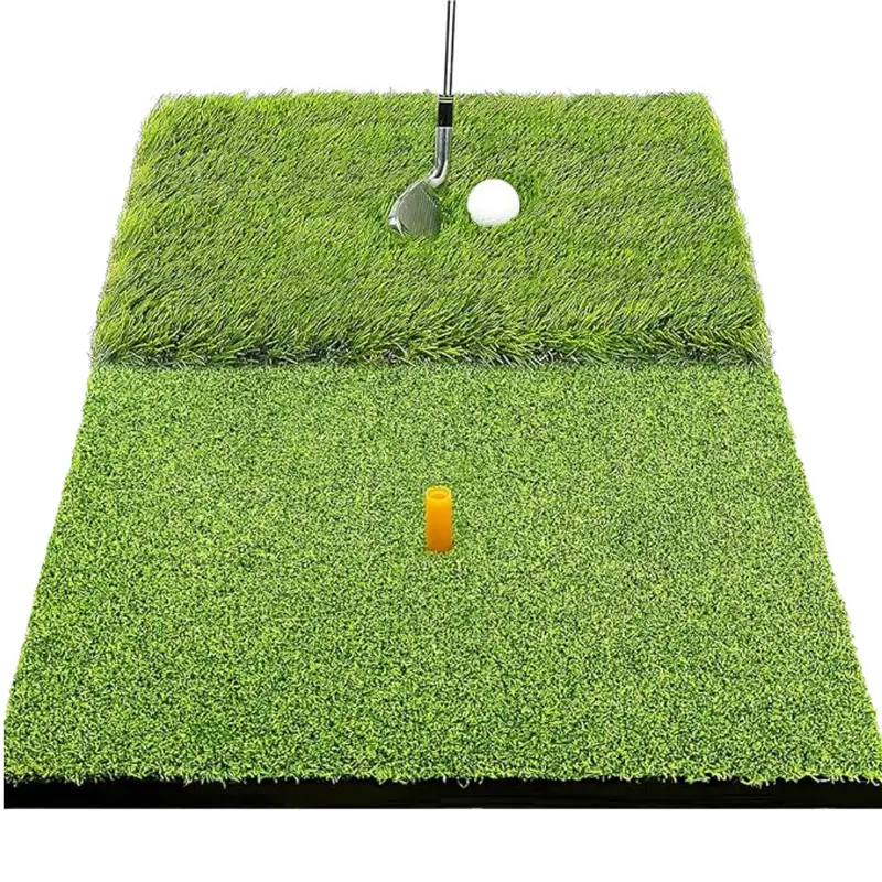 Dual-Surface Indoor/Outdoor Golf Practice Mat with Foldable Frame for Home or Garage