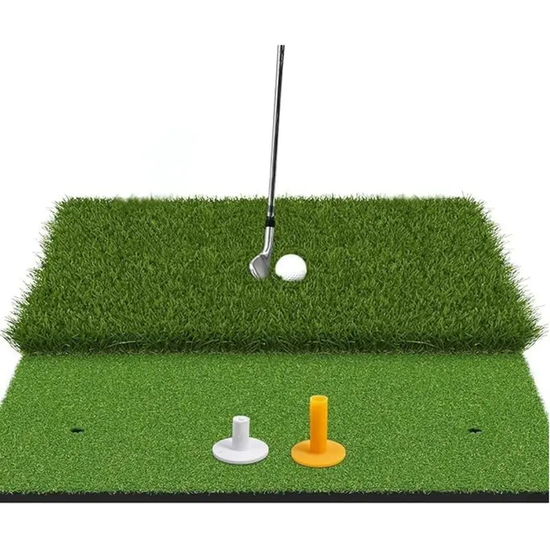 Dual-Surface Indoor/Outdoor Golf Practice Mat with Foldable Frame for Home or Garage