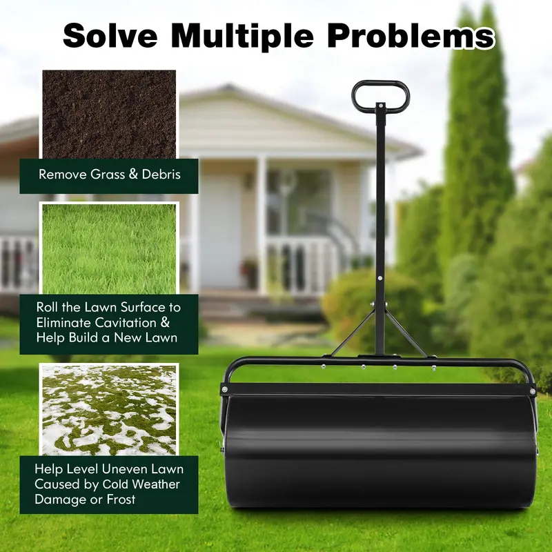 Dual-Use Lawn Roller – Push or Tow-Behind Sod Compactor with 17-Gallon Fill Capacity