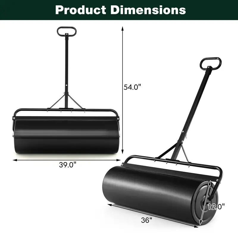 Dual-Use Lawn Roller – Push or Tow-Behind Sod Compactor with 17-Gallon Fill Capacity