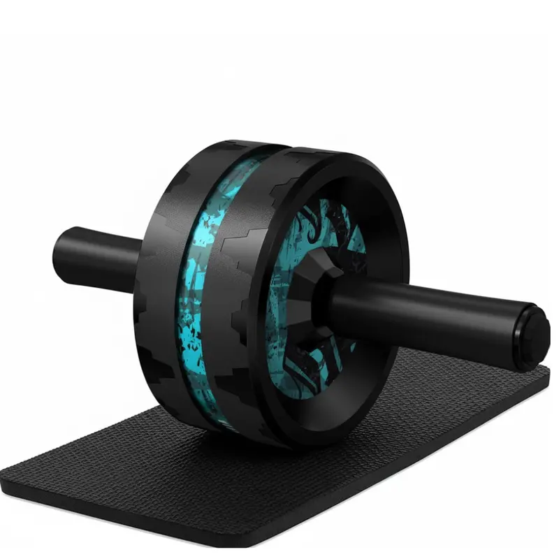 Dual-Wheel Ab Roller with Reinforced Steel Core and Cushioned Knee Pad