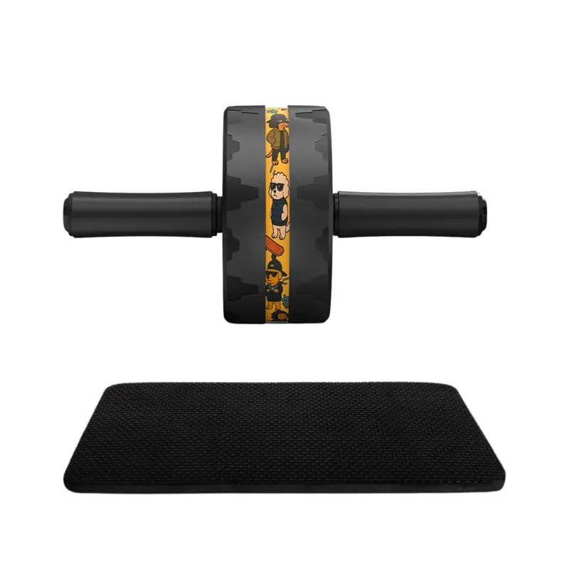 Dual-Wheel Ab Roller with Reinforced Steel Core and Cushioned Knee Pad