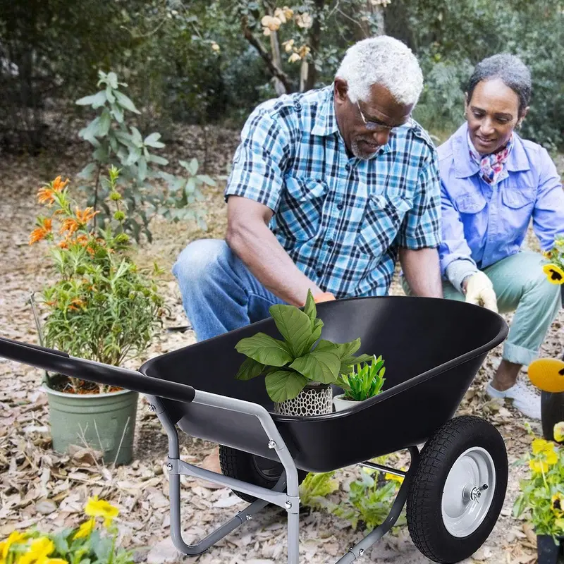 Dual-Wheel Heavy-Duty Garden Utility Cart – 330-Pound Capacity All-Terrain Wheelbarrow 2