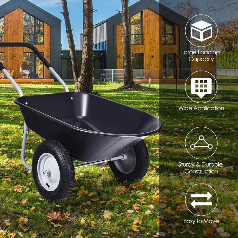 Dual-Wheel Heavy-Duty Garden Utility Cart – 330-Pound Capacity All-Terrain Wheelbarrow