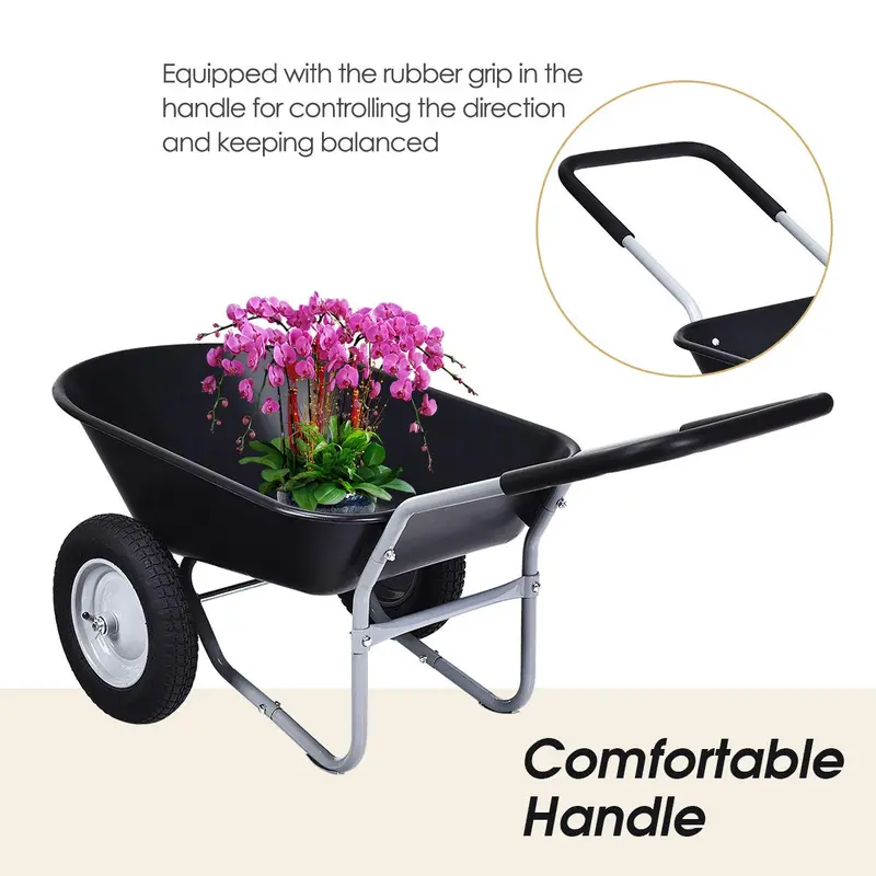 Dual-Wheel Heavy-Duty Garden Utility Cart – 330-Pound Capacity All-Terrain Wheelbarrow
