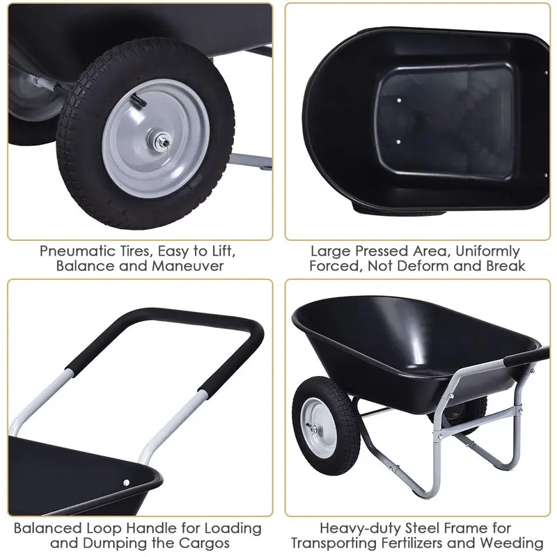 Dual-Wheel Heavy-Duty Garden Utility Cart – 330-Pound Capacity All-Terrain Wheelbarrow