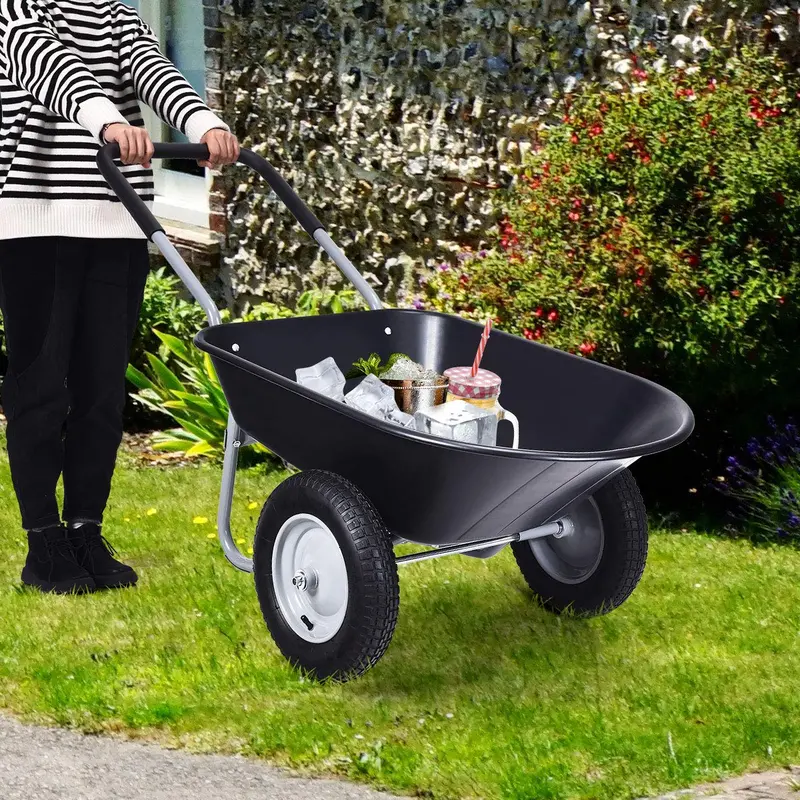 Dual-Wheel Heavy-Duty Garden Utility Cart – 330-Pound Capacity All-Terrain Wheelbarrow