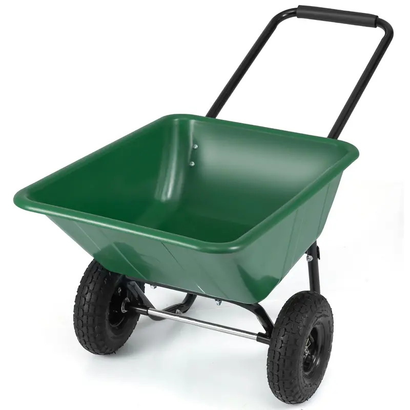 Dual-Wheel Pneumatic Wheelbarrow – Heavy-Duty Garden Cart with 330 LB Load Capacity