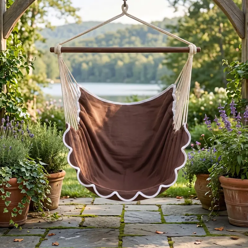 Durable Canvas Hammock Chair with Reinforced Steel Frame for Garden or Deck Use