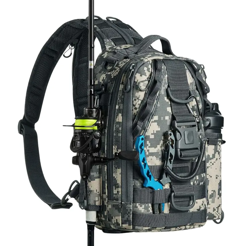 Durable Fishing Backpack – Waterproof Gear Bag with Rod Holders and Organized Compartments