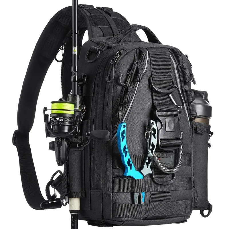 Durable Fishing Backpack – Waterproof Gear Bag with Rod Holders and Organized Compartments 3