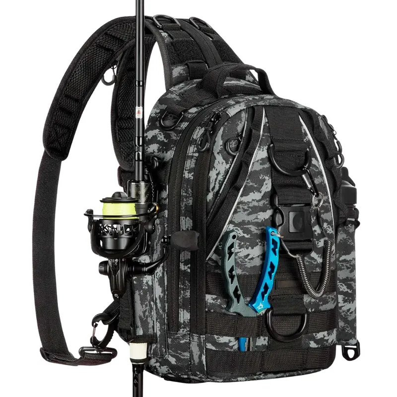 Durable Fishing Backpack – Waterproof Gear Bag with Rod Holders and Organized Compartments