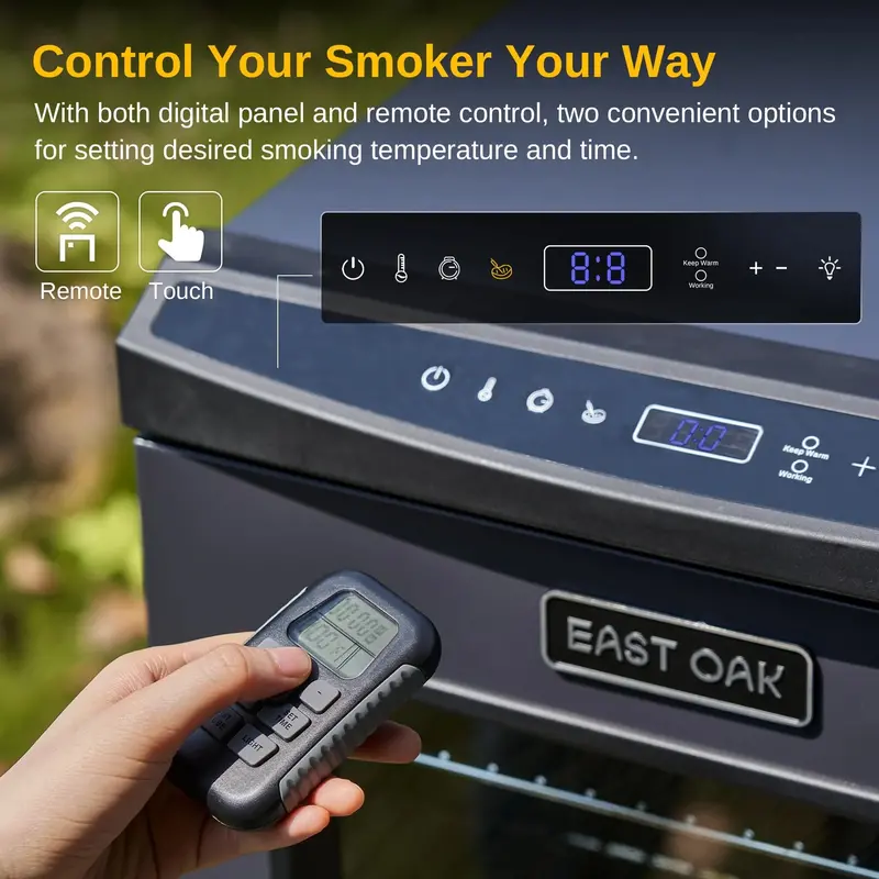 EAST OAK 30-Inch Digital Electric Smoker – Glass-Door BBQ Smoker for Precise Temperature Control