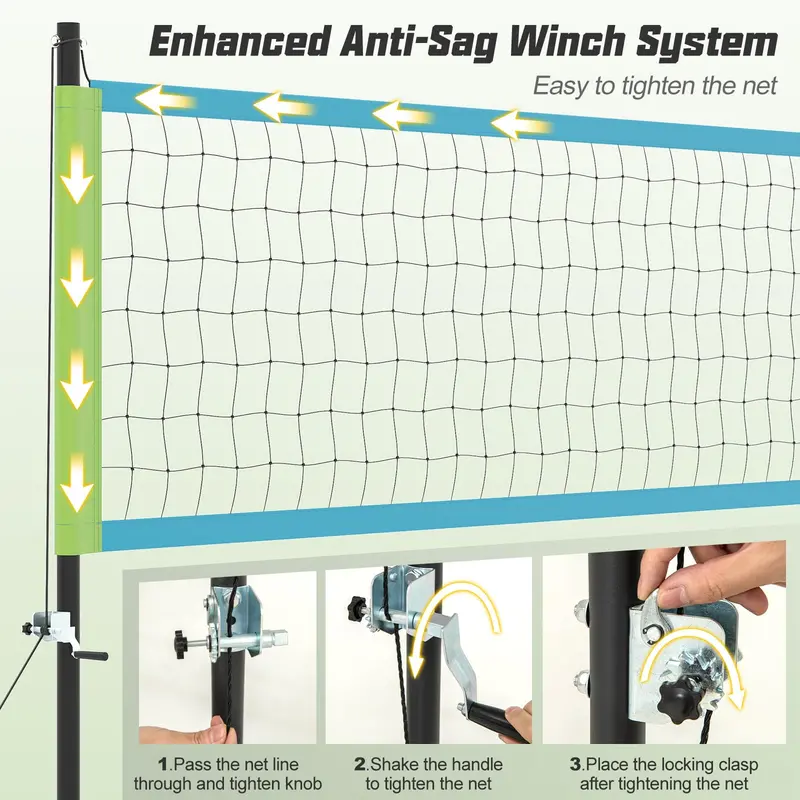 Easy-Setup Outdoor Volleyball Net Kit with Height-Adjustable Poles