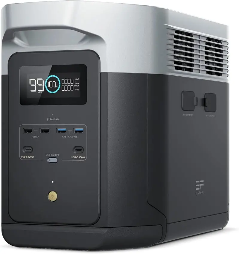 EcoFlow Delta 2 Max Solar Generator – 2400W Pure Sine Wave Inverter, Expandable Battery System