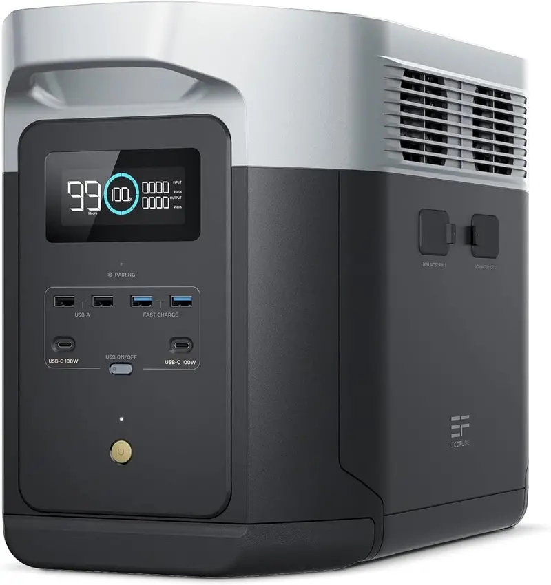 EcoFlow Delta 2 Max Solar Generator – 2400W Pure Sine Wave Inverter, Expandable Battery System