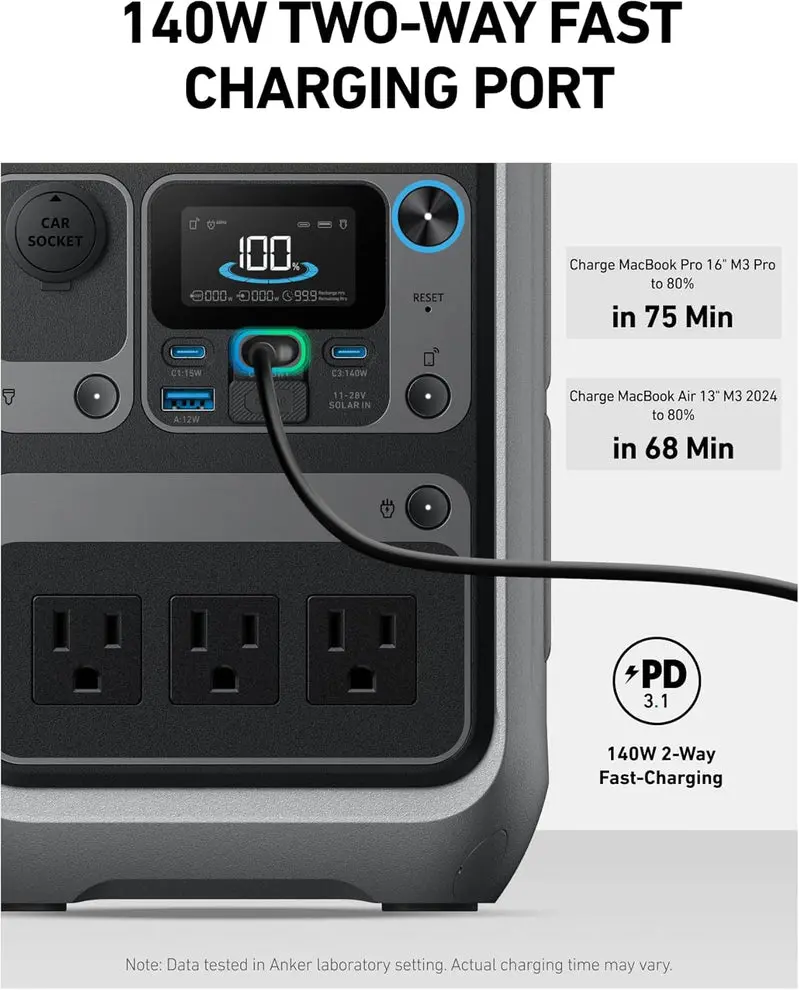 EcoFlow Solix C300 Portable Power Station – 288Wh LiFePO4 Battery, Compact Off-Grid Energy Source
