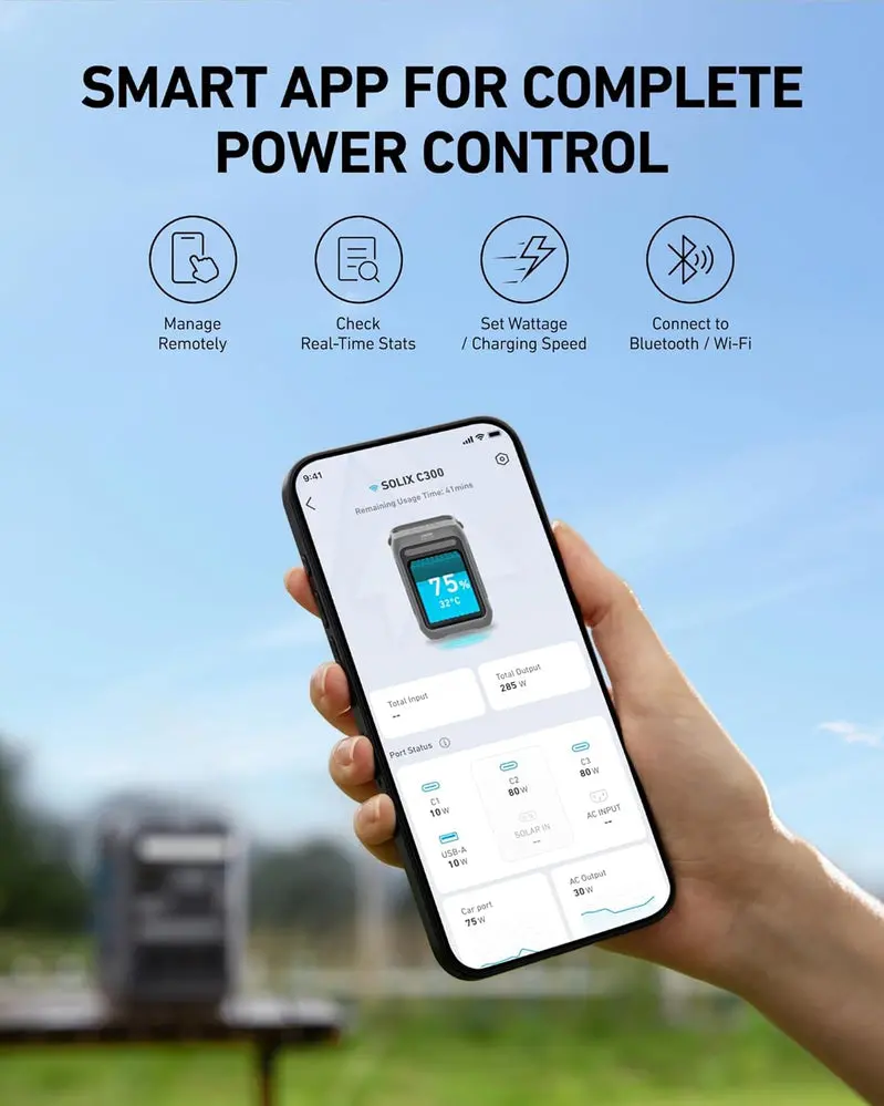 EcoFlow Solix C300 Portable Power Station – 288Wh LiFePO4 Battery, Compact Off-Grid Energy Source