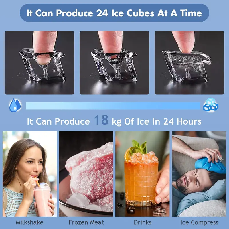 Efficient Countertop Ice Maker – 45 lbs/24 Hours, 23-Second Cycle, Dual Water-Fill Options