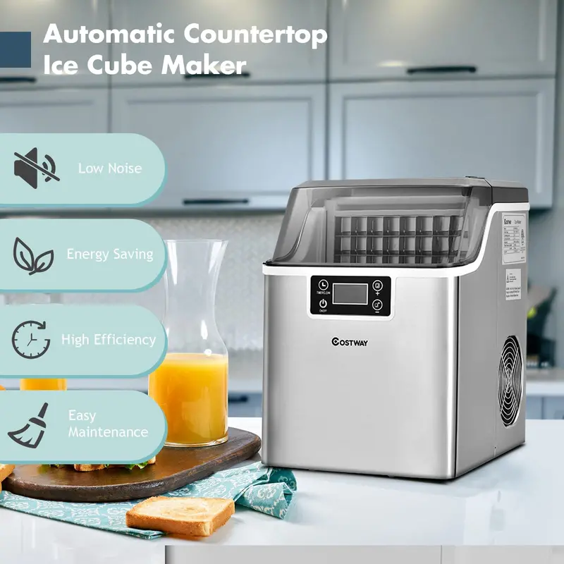 Efficient Countertop Ice Maker – 45 lbs/24 Hours, 23-Second Cycle, Dual Water-Fill Options
