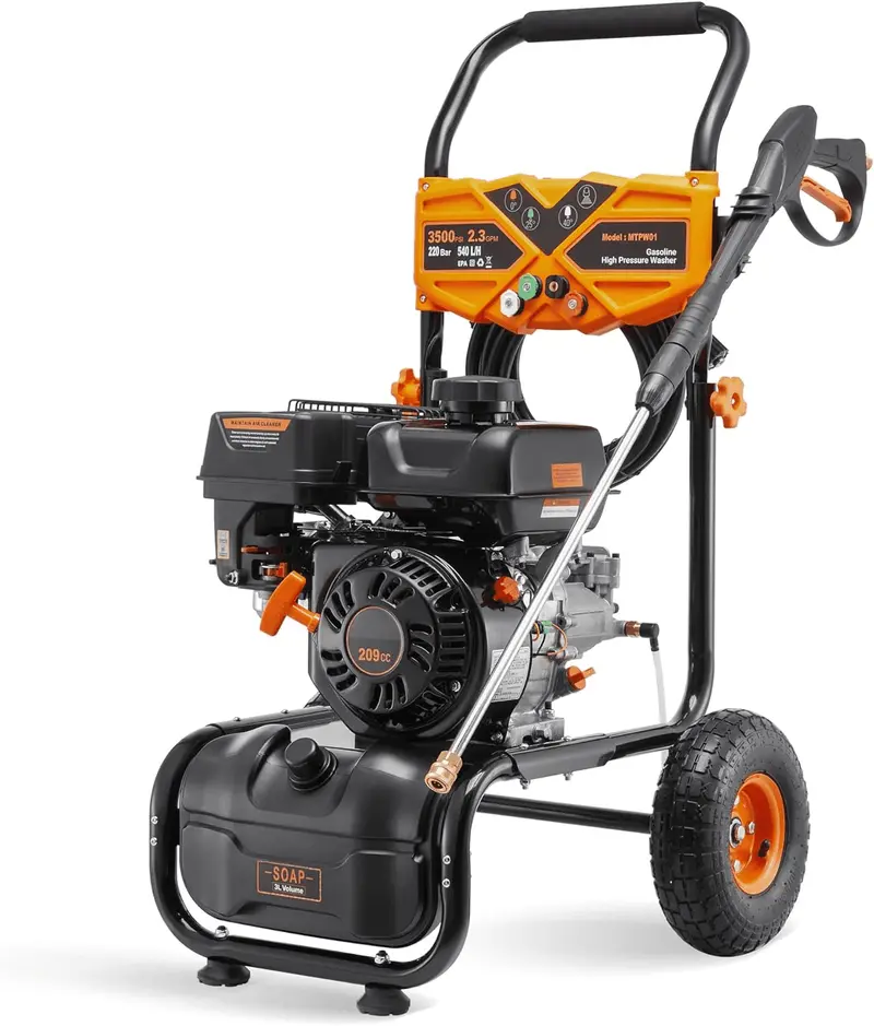 Efurden 3500 PSI Gas-Powered Pressure Washer – 2.3 GPM, 209cc Engine, 4-Position Nozzle Kit for Vehicles, Patios, Walls & Gardens (Blue)