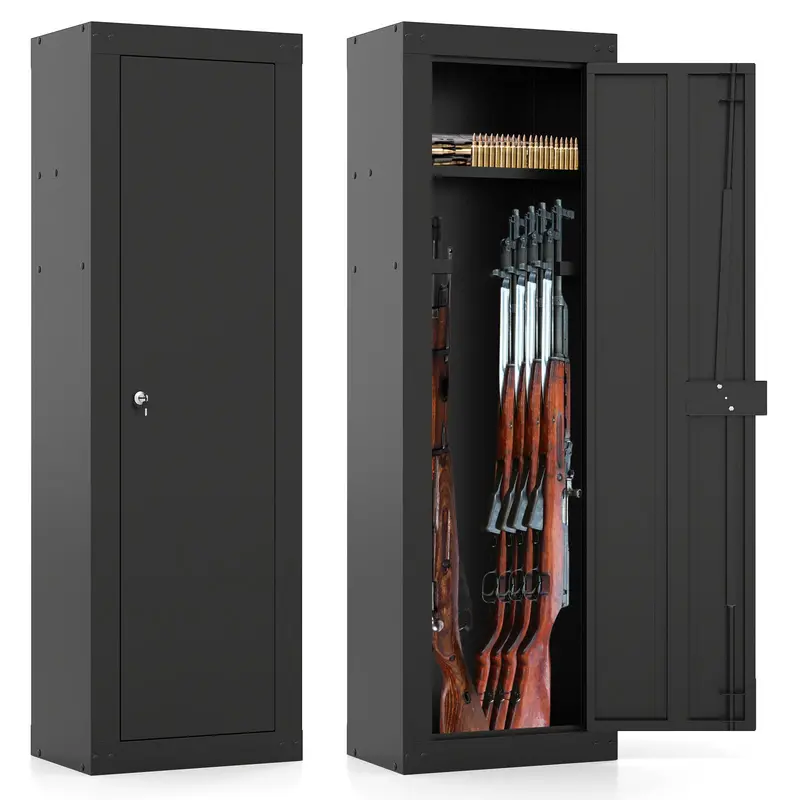 Eight-Gun Rifle Safe – Large Capacity Locking Cabinet with Adjustable Shelves and Gun Racks