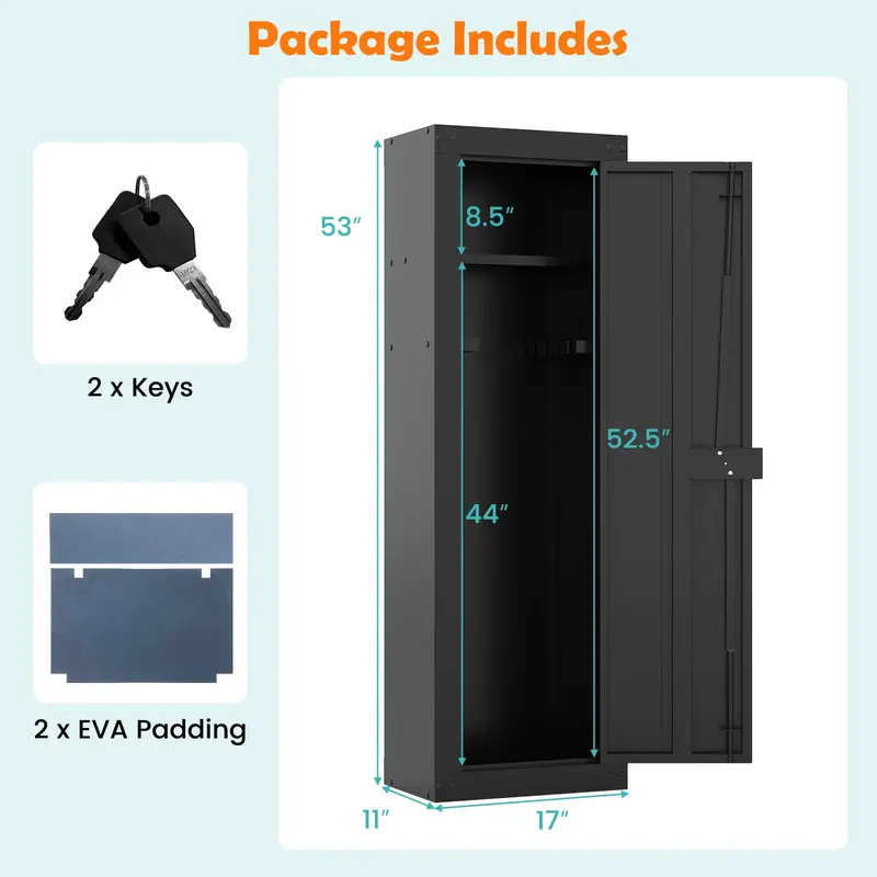 Eight-Gun Rifle Safe – Large Capacity Locking Cabinet with Adjustable Shelves and Gun Racks