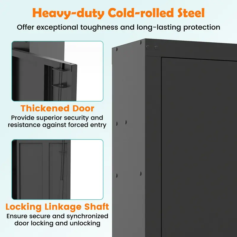 Eight-Gun Rifle Safe – Large Capacity Locking Cabinet with Adjustable Shelves and Gun Racks