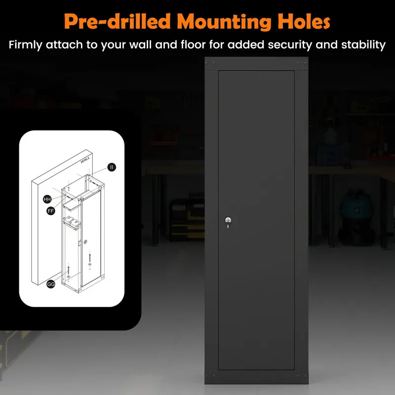 Eight-Gun Rifle Safe – Large Capacity Locking Cabinet with Adjustable Shelves and Gun Racks
