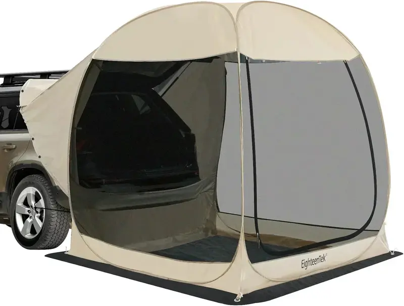 EighteenTek Automatic Pop-Up Trunk Tent for SUVs and Cars – Quick-Setup Vehicle Camping Tent