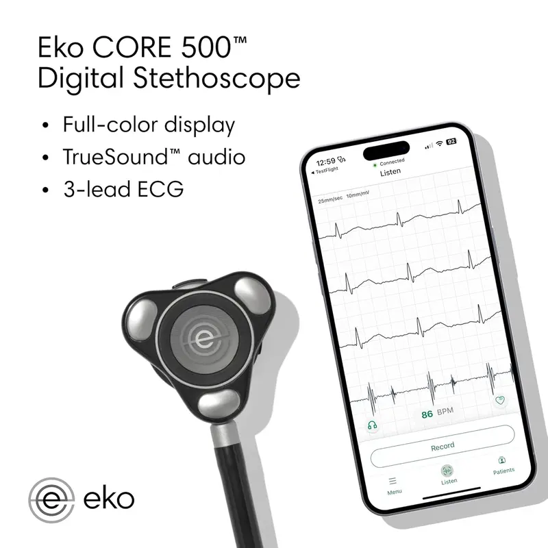 Eko Digital Stethoscope – Bluetooth Audio + 3-Lead ECG with Full-Color Diagnostic Display 2