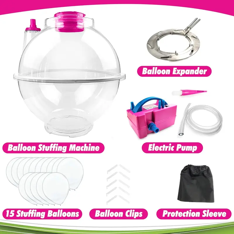 Electric Balloon Stuffing Machine Kit – Includes Air Pump, Expander Tool & Accessories for Event Decor