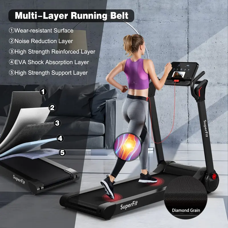 Electric Folding Treadmill – 2.25HP Superfit Model with Bright LED Display and Space-Saving Design