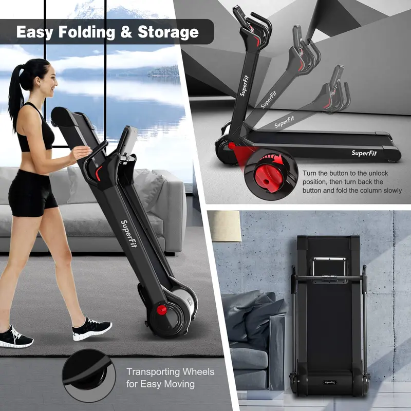 Electric Folding Treadmill – 2.25HP Superfit Model with Bright LED Display and Space-Saving Design