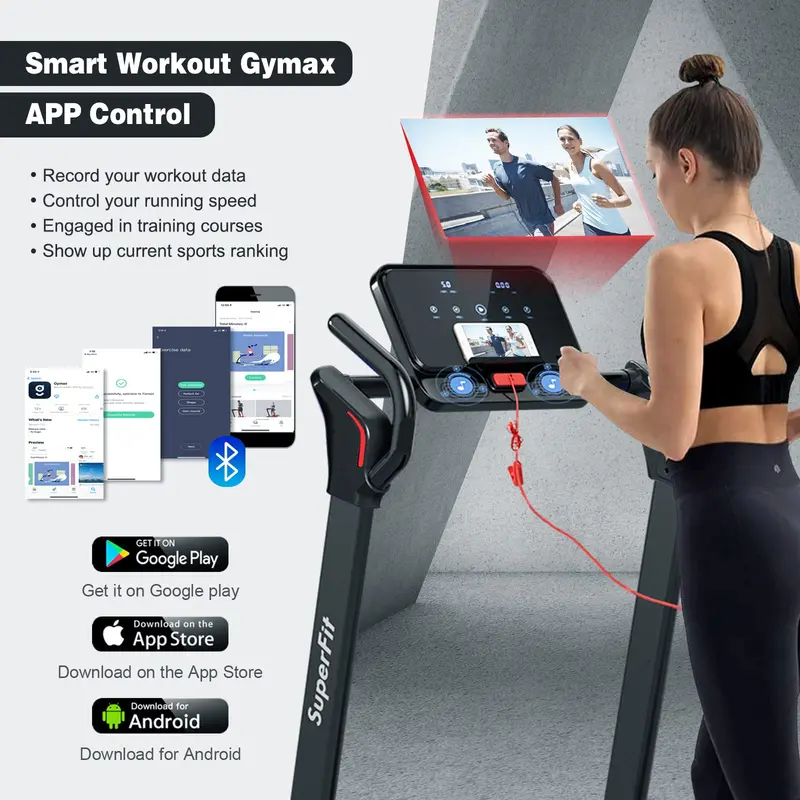 Electric Folding Treadmill – 2.25HP Superfit Model with Bright LED Display and Space-Saving Design