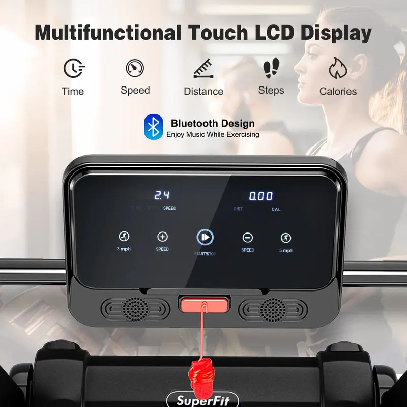 Electric Folding Treadmill – 2.25HP Superfit Model with Bright LED Display and Space-Saving Design