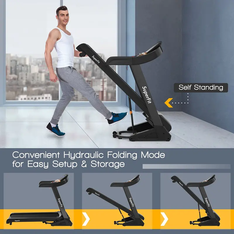 Electric Folding Treadmill – 3.75HP Motor, Incline Function, App Integration, and 15 Workout Programs