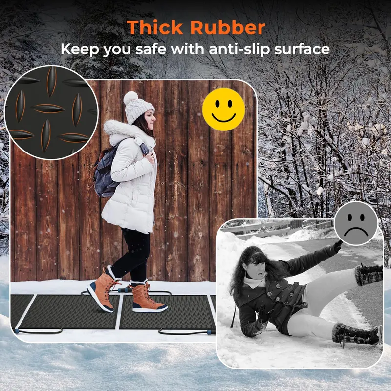 Electric Heated Snow Melting Mat — All-Weather Outdoor Mat for Driveways, Steps, and Walkways