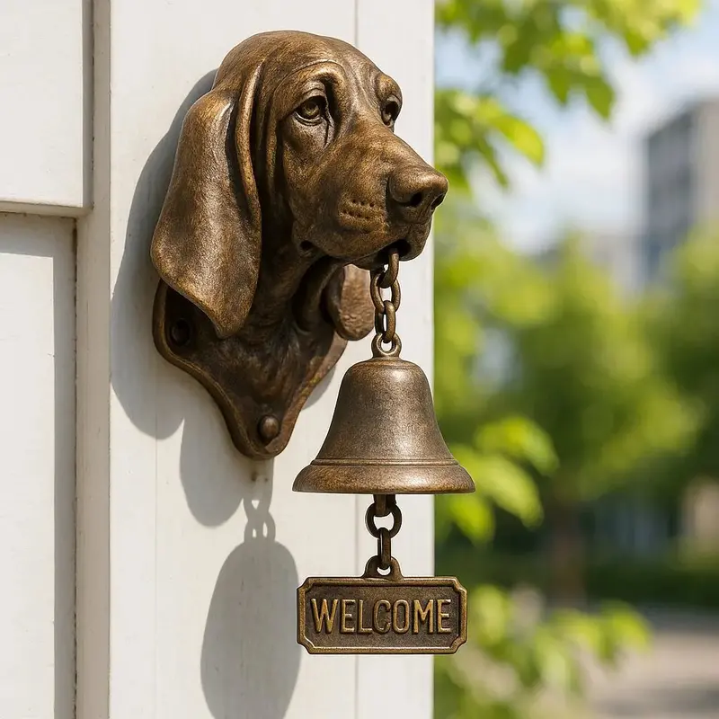 Elegant German Shepherd Wall Bell – Bronze-Finished Welcome Chime for Entryways 2